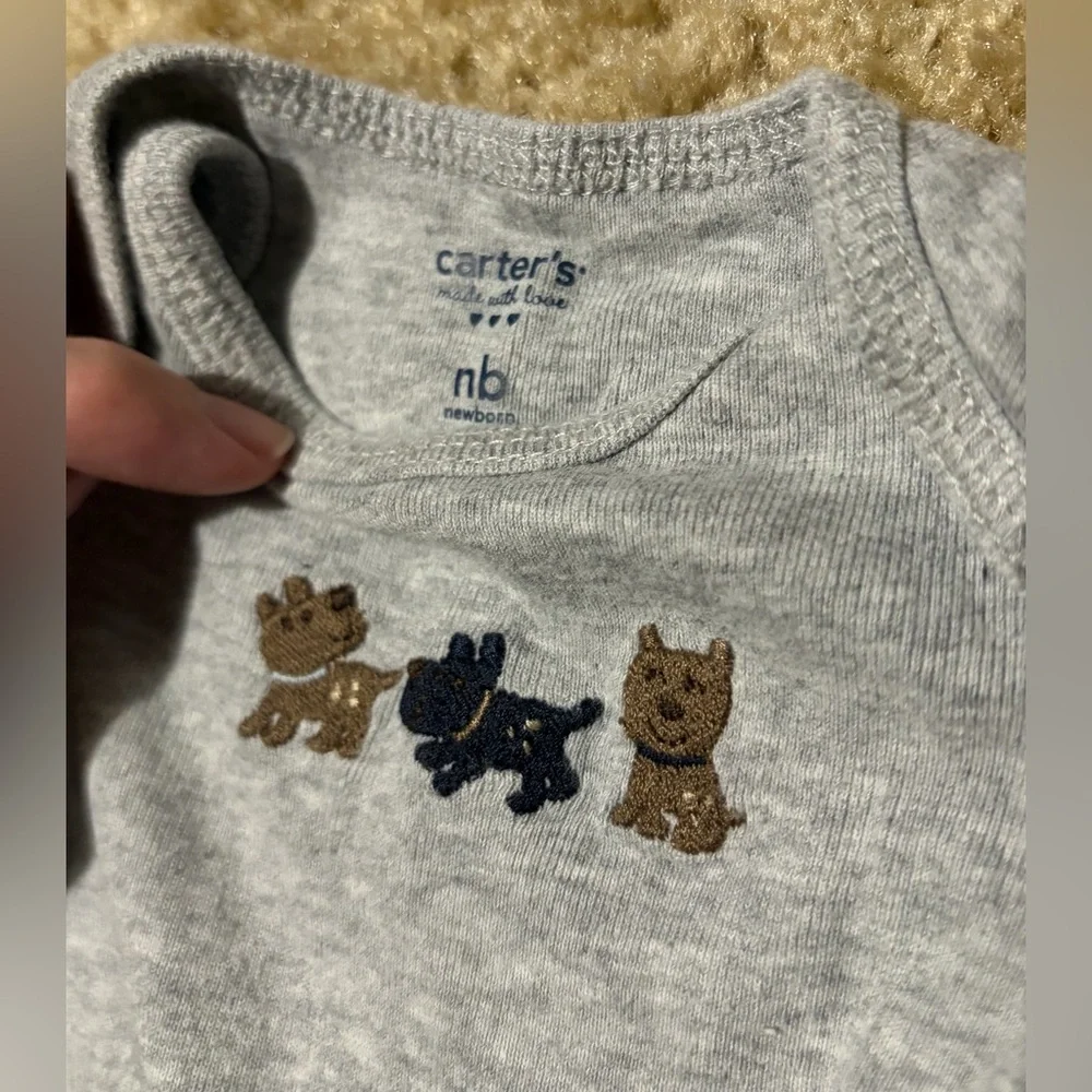 Gray Newborn Dog Themed Long Sleeve/Pants Romper